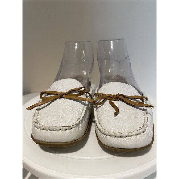 VTG Thom McAn Leather Slip On Mules Flats Women 6 White Comfort Old Money Japan - Picture 3 of 10